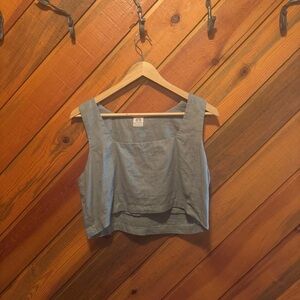 MONDO BELLISSIMO linen pastel green flowy crop top blouse/top